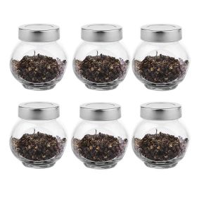 Set Of 6 Glass Tank Tea Sealed Cans Coffee/Sugar/Snacks Storage