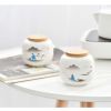 4 Pieces Ceramic Canister Mini Porcelain Tea Tin/Tea Storage/Tea Caddy - Mountain