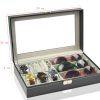 Storage Box for Watch & Eyeglasses Display Leather Case-Black