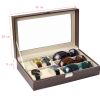 Storage Box for Watch & Eyeglasses Display Leather Case-Brown