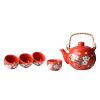Japanese Style Porcelain Tea Set Exquisite Plum Blossom Tea Service Red