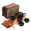 Kung Fu Tea Set Teapot Cups Tea Tray Clip Tea Mat with Portable Travel Bag-A06