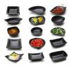 3 PCS Japanese Style Melamine Chafing Dish Soy Sauce Dish Dipping Bowls Side Dishes Plate Canape Plate Black-A03