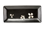 Beautiful Sushi Plate Dessert Plates Pottery Dishware Cherry Blossoms Black