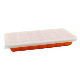 Safe And Soft Silicon Ice Cube Tray With Silicon Lid, Orange