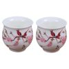 2-Pack 3.4 oz Chinese Ceramic Cups Set Traditional Teacups Peach Blossom Handcraft Porcelain Mugs Set