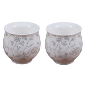 2 Pcs 3.4 oz Chinese Porcelain Teacup White Kongfu Tea Cups Gold Leaves Mugs Japanese Tea Cups
