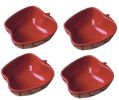 Set of 4 Red Apple Porcelain Souffle Dishes Pudding Dishes