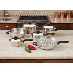 World&apos;s Finest&trade; 7-Ply Steam Control&trade; 17pc T304 Stainless Steel Cookware Set