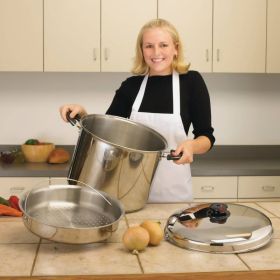 Precise Heat&trade; 30qt 12-Element &quot;Waterless&quot; Stockpot with Steamer Basket
