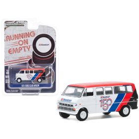 1971 Ford Club Wagon Bus White and Red with Stripes BFGoodrich 150th Anniversary Running on Empty Series 11 1/64 Diecast Model by Greenlight 41110C