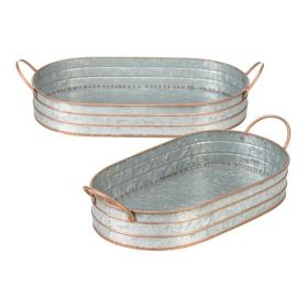 Accent Plus Oblong Galvanized Metal Trays