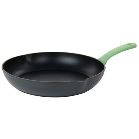 Oster Rigby 12 Inch Aluminum Nonstick Frying Pan in Green with Pouring Spouts