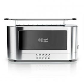 Russell Hobbs Stainless Steel 2 Slice Long Toaster with Black Glass Accent