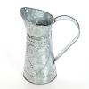 Galvanized Metal Pitcher with Embossed Design, Gray