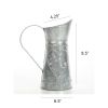 Galvanized Metal Pitcher with Embossed Design, Gray