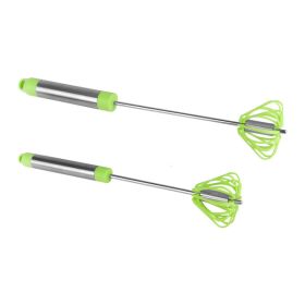 Ronco Self Turning Rotating Turbo Push Whisk Mixer Milk Frother Green 2-Pack