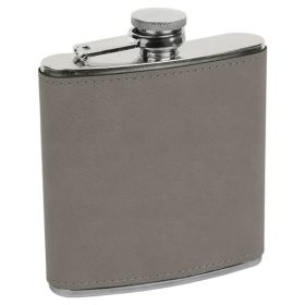 Erie 216 6oz. Leatherette Wrapped Stainless Steel Flask Gray (FSK619)